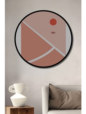 Teona Ahşap Çerçeve Görünümlü Soyut Sanat Dekoratif Ahşap Mdf Işyeri Duvar Tablo Yuvarlak Işyeri Duvar Tablo