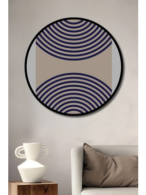 Teona Ahşap Çerçeve Görünümlü Soyut Daireler Dekoratif Ahşap Mdf Ev Duvar Tablo Yuvarlak Ev Duvar Tablo