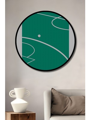 Teona Ahşap Çerçeve Görünümlü Futbol Sahası Dekoratif Ahşap Mdf Ev Duvar Tablo Yuvarlak Ev Duvar Tablo