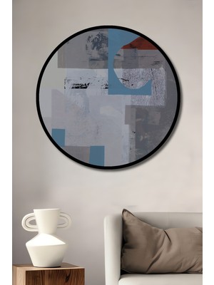 Teona Ahşap Çerçeve Görünümlü Soyut Sanat Dekoratif Ahşap Mdf Işyeri Duvar Tablo Yuvarlak Işyeri Duvar Tablo