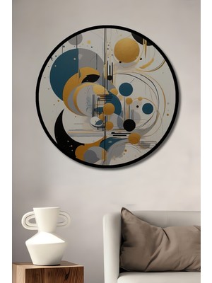 Teona Ahşap Çerçeve Görünümlü Soyut Dekoratif Ahşap Mdf Işyeri Duvar Tablo Sanatı Yuvarlak Işyeri Duvar Tablo