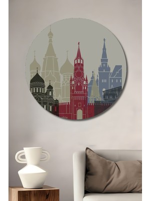 Teona Ahşap Moskova Mimari Dekoratif Ahşap Mdf Ev/işyeri Duvar Tablo Yuvarlak Ev/işyeri Duvar Tablo