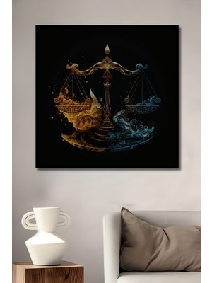 Teona Ahşap Çerçeve Görünümlü Ateş ve Su Denge Dekoratif Ahşap Mdf Ev Duvar Tablo Dikdörtgen Ev Duvar Tablo