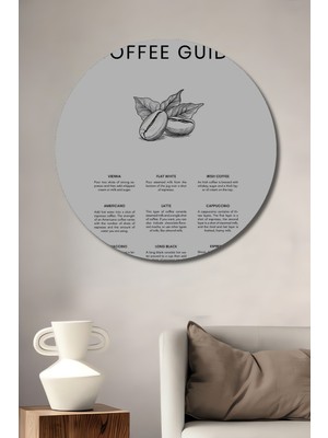 Teona Ahşap Kahve Rehberi Dekoratif Ahşap Mdf Ev/işyeri Duvar Tablo Yuvarlak Ev/işyeri Duvar Tablo