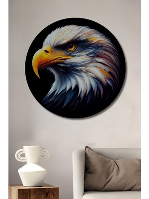 Teona Ahşap Çerçeve Görünümlü Kartal Gücü Dekoratif Ahşap Mdf Işyeri Duvar Tablo Yuvarlak Işyeri Duvar Tablo