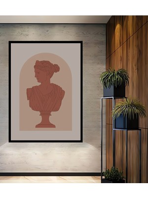 Teona Ahşap Çerçeve Görünümlü Venüs Büstü Ahşap Mdf Dekoratif Ev Duvar Tablo Dikdörtgen Ev Duvar Tablo
