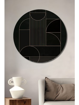Teona Ahşap Geometrik Çizgiler Dekoratif Ahşap Mdf Ev/işyeri Duvar Tablo Yuvarlak Ev/işyeri Duvar Tablo