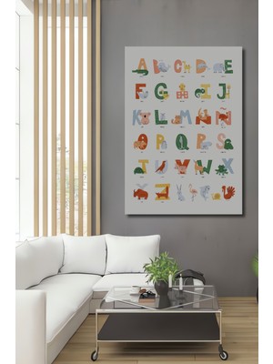 Teona Ahşap Hayvanlar Alfabesi Dekoratif Ahşap Mdf Ev/işyeri Duvar Tablo Dikdörtgen Ev/işyeri Duvar Tablo