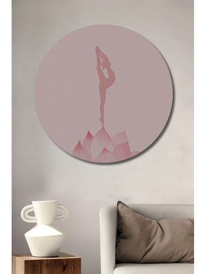 Teona Ahşap Lotus Çiçeği ve Balerin Dekoratif Ahşap Mdf Ev/işyeri Duvar Tablo Yuvarlak Ev/işyeri Duvar Tablo