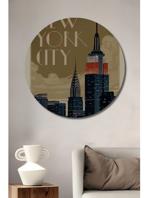 Teona Ahşap New York City Dekoratif Ahşap Mdf Ev/işyeri Duvar Tablo Yuvarlak Ev/işyeri Duvar Tablo
