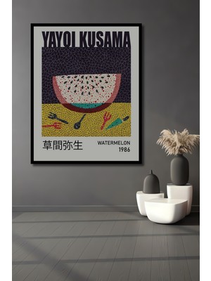 Teona Ahşap Çerçeve Görünümlü Yayoi Kusama Ahşap Mdf Dekoratif Ev Duvar Tablo Dikdörtgen Ev Duvar Tablo