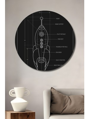 Teona Ahşap Roket Tasarım Ahşap Mdf Dekoratif Ev/işyeri Duvar Tablo Yuvarlak Ev/işyeri Duvar Tablo