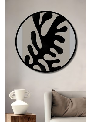 Teona Ahşap Çerçeve Görünümlü Soyut Ahşap Mdf Dekoratif Tasarım Ev Duvar Tabloları Yuvarlak Ev Duvar Tablo