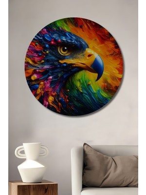 Teona Ahşap Renkli Kartal Soyut Dekoratif Ahşap Mdf Ev/işyeri Duvar Tablo Yuvarlak Ev/işyeri Duvar Tablo