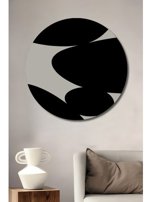 Teona Ahşap Soyut Sanat Siyah Beyaz Ahşap Mdf Dekoratif Ev/işyeri Duvar Tablo Yuvarlak Ev/işyeri Duvar Tablo