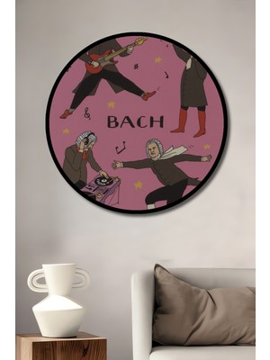Teona Ahşap Çerçeve Görünümlü Bach Müzikal Macera Dekoratif Ahşap Mdf Ev Duvar Tablo Yuvarlak Ev Duvar Tablo