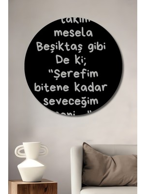 Teona Ahşap Siyah Beyaz Takım Ruhuyla Dekoratif Ahşap Mdf Ev/işyeri Duvar Tablo Yuvarlak Ev/işyeri Duvar Tablo