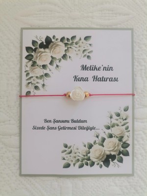 İ&DBABY 48 Adet Kişiye Özel Gül Inci Model Düğün Nikah Nişan Söz Kına Hatırası Dağıtmalık Hediyelik Bileklik