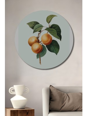 Teona Ahşap Doğal Şeftali Motifli Dekoratif Ahşap Mdf Ev/işyeri Duvar Tablo Yuvarlak Ev/işyeri Duvar Tablo