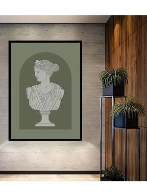 Teona Ahşap Çerçeve Görünümlü Mitolojik Tanrıça Dekoratif Ahşap Mdf Ev Duvar Tablo Dikdörtgen Ev Duvar Tablo