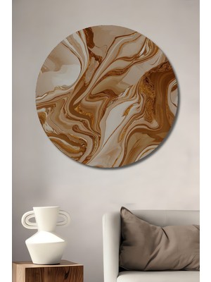Teona Ahşap Sıcak Tonlarda Dekoratif Ahşap Mdf Ev/işyeri Duvar Tablo Yuvarlak Ev/işyeri Duvar Tablo