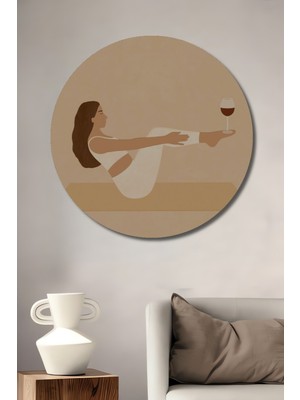 Teona Ahşap Yoga ve Şarap Dekoratif Ahşap Mdf Ev/işyeri Duvar Tablo Yuvarlak Ev/işyeri Duvar Tablo