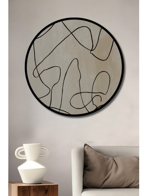 Teona Ahşap Çerçeve Görünümlü Soyut Sanat Dekoratif Ahşap Mdf Işyeri Duvar Tablo Yuvarlak Işyeri Duvar Tablo