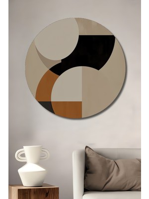 Teona Ahşap Minimalist Geometrik Soyut Dekoratif Ahşap Mdf Ev/işyeri Duvar Tablo Yuvarlak Ev/işyeri Duvar Tablo