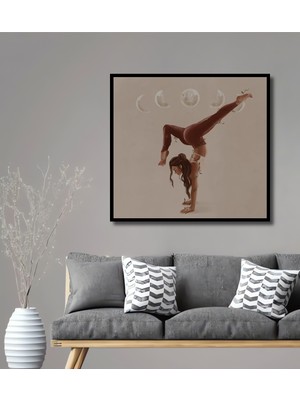 Teona Ahşap Çerçeve Görünümlü Ay Döngüsü Yoga Dekoratif Ahşap Mdf Ev Duvar Tablo Dikdörtgen Ev Duvar Tablo