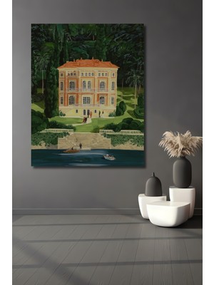 Teona Ahşap Neoklasik Villa Manzaralı Dekoratif Ahşap Mdf Işyeri Duvar Tablo Dikdörtgen Işyeri Duvar Tablo
