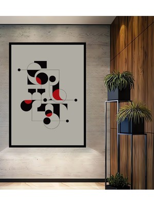 Teona Ahşap Çerçeve Görünümlü Soyut Sanat Geometrik Tasarım Ahşap Mdf Dekoratif Tablo Dikdörtgen Tablo