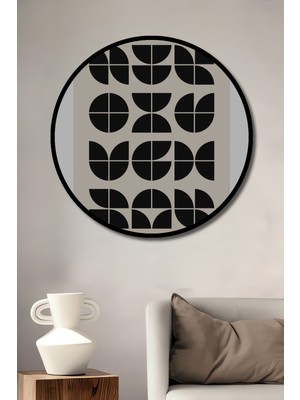 Teona Ahşap Çerçeve Görünümlü Geometrik Desenli Dekoratif Ahşap Mdf Ev Duvar Tablo Yuvarlak Ev Duvar Tablo