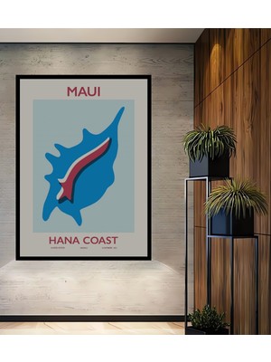 Teona Ahşap Çerçeve Görünümlü Maui Hana Kıyısı Ahşap Mdf Dekoratif Ev Duvar Tablo Dikdörtgen Ev Duvar Tablo