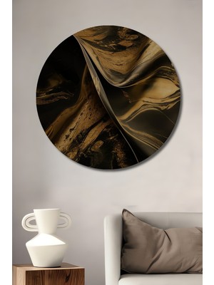 Teona Ahşap Mermer Efektli Lüks Dekoratif Ahşap Mdf Ev/işyeri Duvar Tablo Yuvarlak Ev/işyeri Duvar Tablo