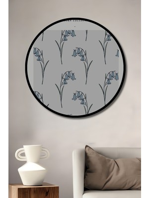 Teona Ahşap Çerçeve Görünümlü Çiçek Desenli Dekoratif Ahşap Mdf Ev Duvar Tablo Yuvarlak Ev Duvar Tablo