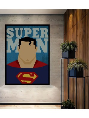 Teona Ahşap Çerçeve Görünümlü Superman Dekoratif Ahşap Mdf Işyeri Duvar Tablo Dikdörtgen Işyeri Duvar Tablo