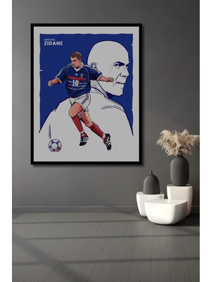 Teona Ahşap Çerçeve Görünümlü Zinedine Zidane Ahşap Mdf Dekoratif Ev Duvar Tablo Dikdörtgen Ev Duvar Tablo