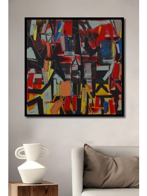 Teona Ahşap Çerçeve Görünümlü Soyut Sanat Ahşap Mdf Dekoratif Ev Duvar Tablo Dikdörtgen Ev Duvar Tablo