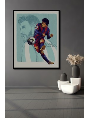 Teona Ahşap Çerçeve Görünümlü Messi Ahşap Mdf Dekoratif Ev/işyeri Duvar Tablo Dikdörtgen Ev/işyeri Duvar Tablo