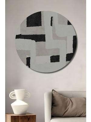 Teona Ahşap Soyut Geometrik Desenli Dekoratif Ahşap Mdf Ev/işyeri Duvar Tablo Yuvarlak Ev/işyeri Duvar Tablo