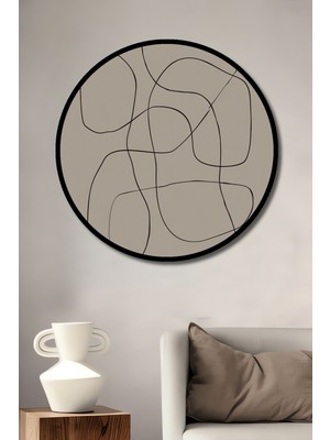 Teona Ahşap Çerçeve Görünümlü Abstrakt Çizim Dekoratif Ahşap Mdf Ev Duvar Tablo Yuvarlak Ev Duvar Tablo