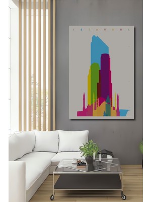 Teona Ahşap Renkli Istanbul Silueti Dekoratif Ahşap Mdf Ev/işyeri Duvar Tablo Dikdörtgen Ev/işyeri Duvar Tablo