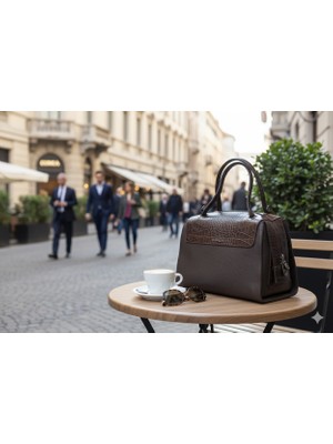 Kahverengi Hakiki Deri Çanta - Omuz Askılı - Seyahat , Günlük