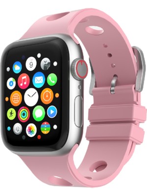 Bulut Aksesuar Watch 7 45MM Delikli Tasarım Zore KRD-147 Silikon Kordon - Pembe