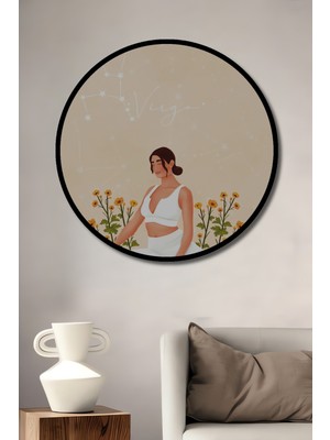 Teona Ahşap Çerçeve Görünümlü Yoga Yıldızlı Dekoratif Ahşap Mdf Ev Duvar Tablo Yuvarlak Ev Duvar Tablo