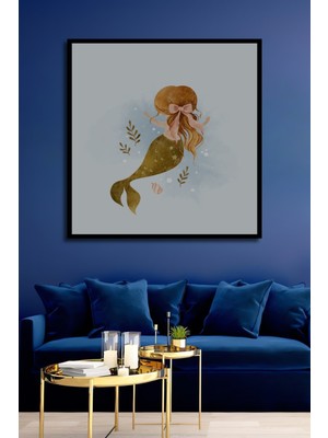 Teona Ahşap Çerçeve Görünümlü Denizkızı Ahşap Mdf Dekoratif Işyeri Duvar Tablo Dikdörtgen Işyeri Duvar Tablo