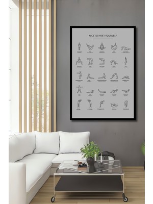 Teona Ahşap Çerçeve Görünümlü Yoga Pozları Dekoratif Ahşap Mdf Ev Duvar Tablo Dikdörtgen Ev Duvar Tablo