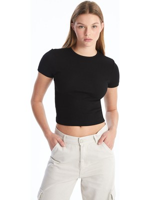 Lc Waikiki Yeni Sezon Bisiklet Yaka Dokulu Kadın Tişört