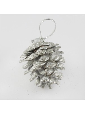 Hg.Aksesuar 6'lı Gümüş Kozalak Yılbaşı Ağaç Süsü