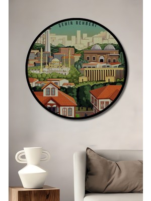 Teona Ahşap Çerçeve Görünümlü Ankara Şehir Rehberi Dekoratif Ahşap Mdf Ev Duvar Tablo Yuvarlak Ev Duvar Tablo